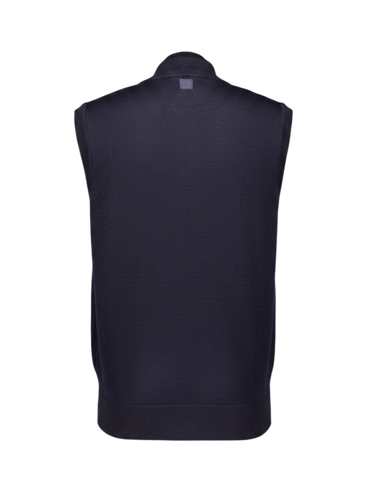 Blauwe gebreide gilet met steekzakken State Of Art