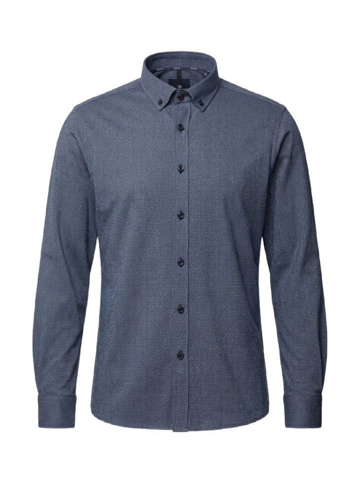 Blauw hemd (regular fit ) met ruit motief en lange mouwen State Of Art