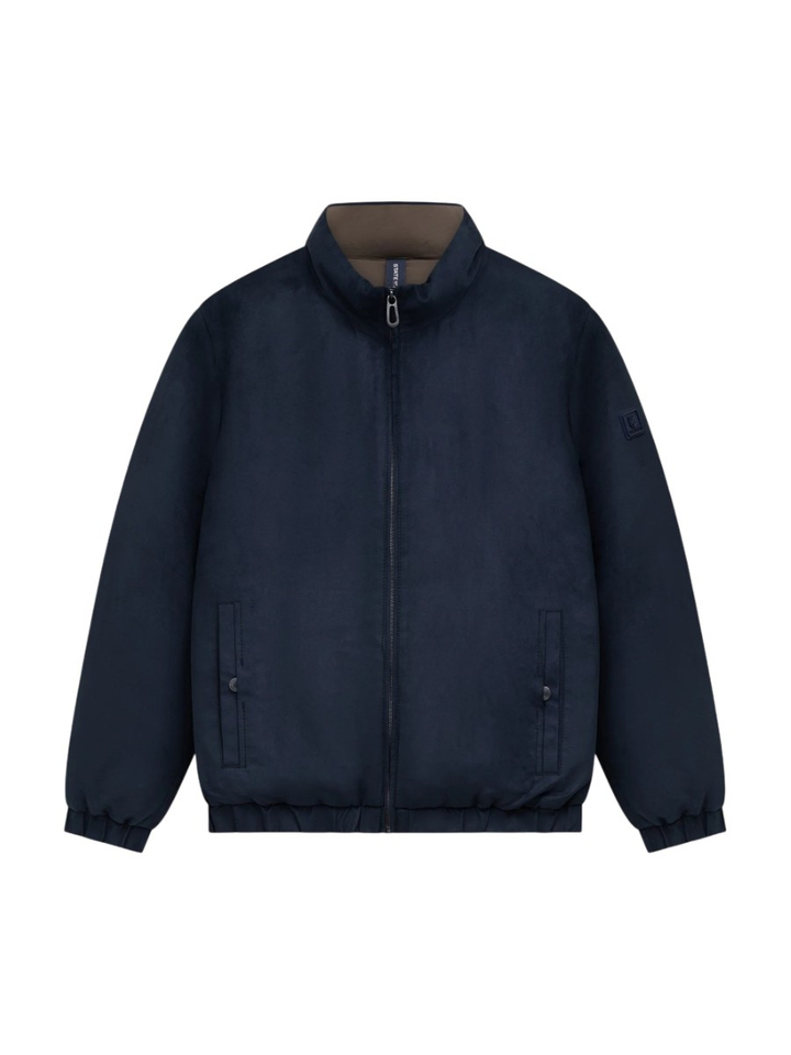 Donkerblauwe zachte matte gewatteerde bomberjack State Of Art 