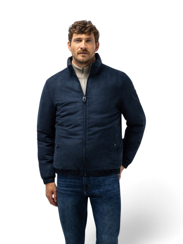 Donkerblauwe zachte matte gewatteerde bomberjack State Of Art 