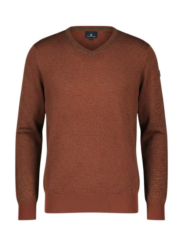 Bordeaux/bruine pull met v-hals State of Art