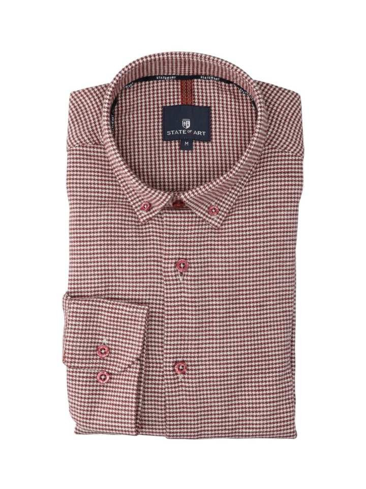 Bordeaux katoenen hemd ( regulart fit ) met lange mouwen State Of Art