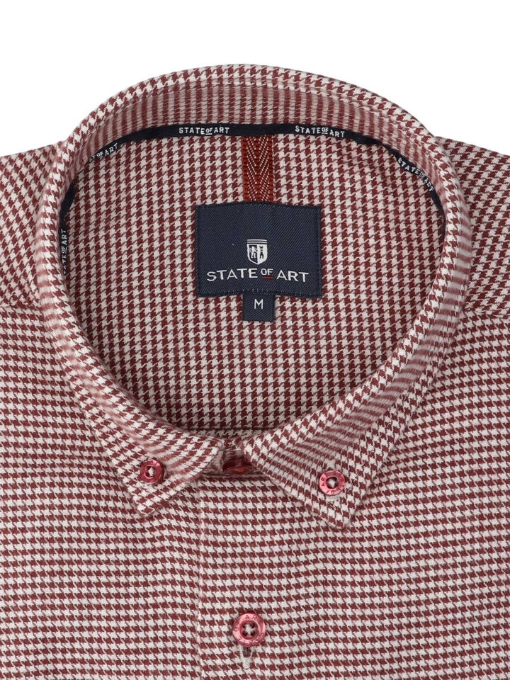 Bordeaux katoenen hemd ( regulart fit ) met lange mouwen State Of Art