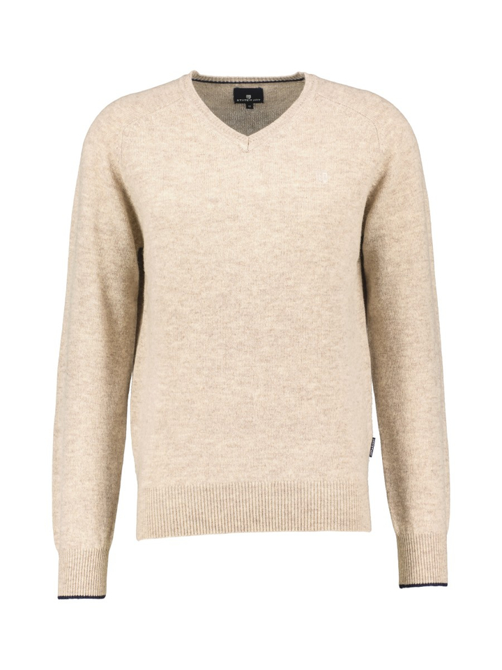 Beige V-hals in lamswol State Of Art