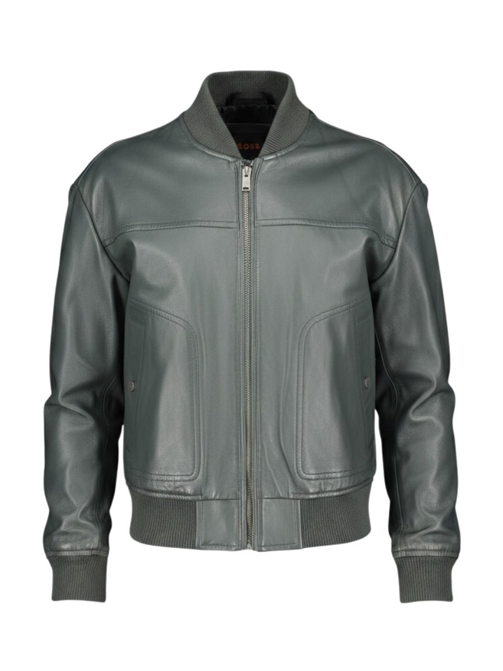 Groene lederen jas Hugo Boss 