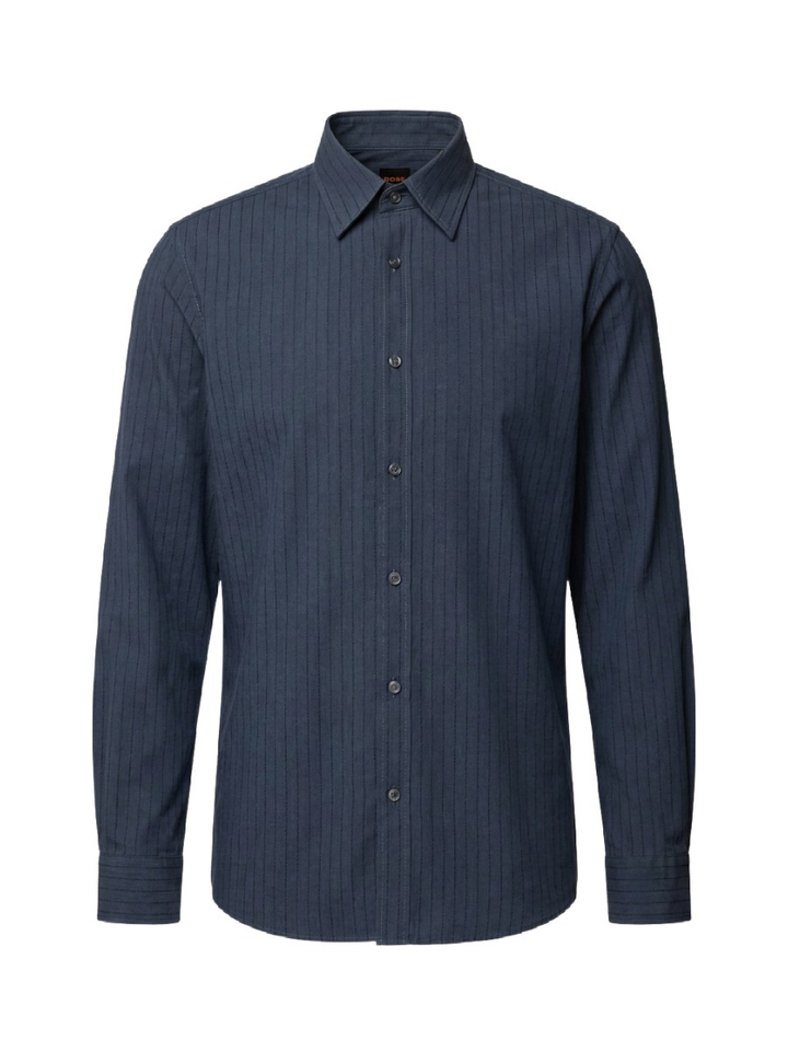 Donkerblauwe katoenen (regular fit) met strepen en lange mouwen Hugo Boss