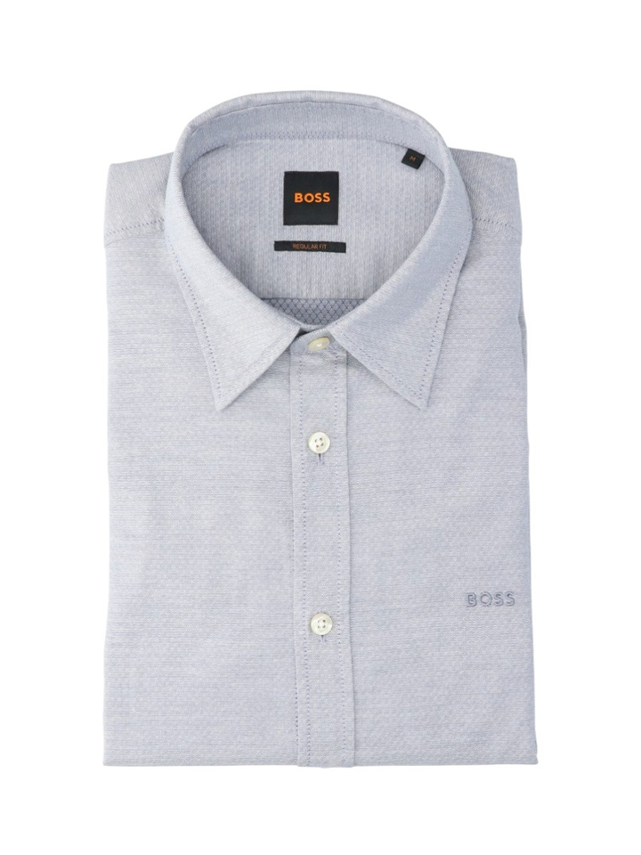 Lichtblauw hemd (regular fit) met fijn patroon Hugo Boss
