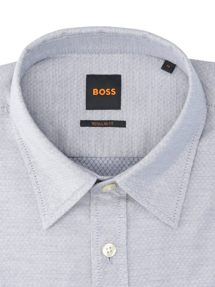 Lichtblauw hemd (regular fit) met fijn patroon Hugo Boss