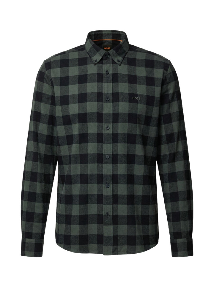 Open green katoenen hemd (regular fit) met ruiten en lange mouwen Hugo Boss