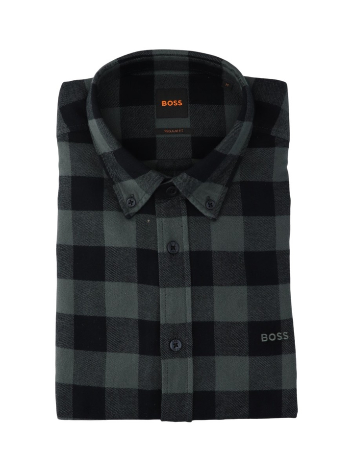 Open green katoenen hemd (regular fit) met ruiten en lange mouwen Hugo Boss