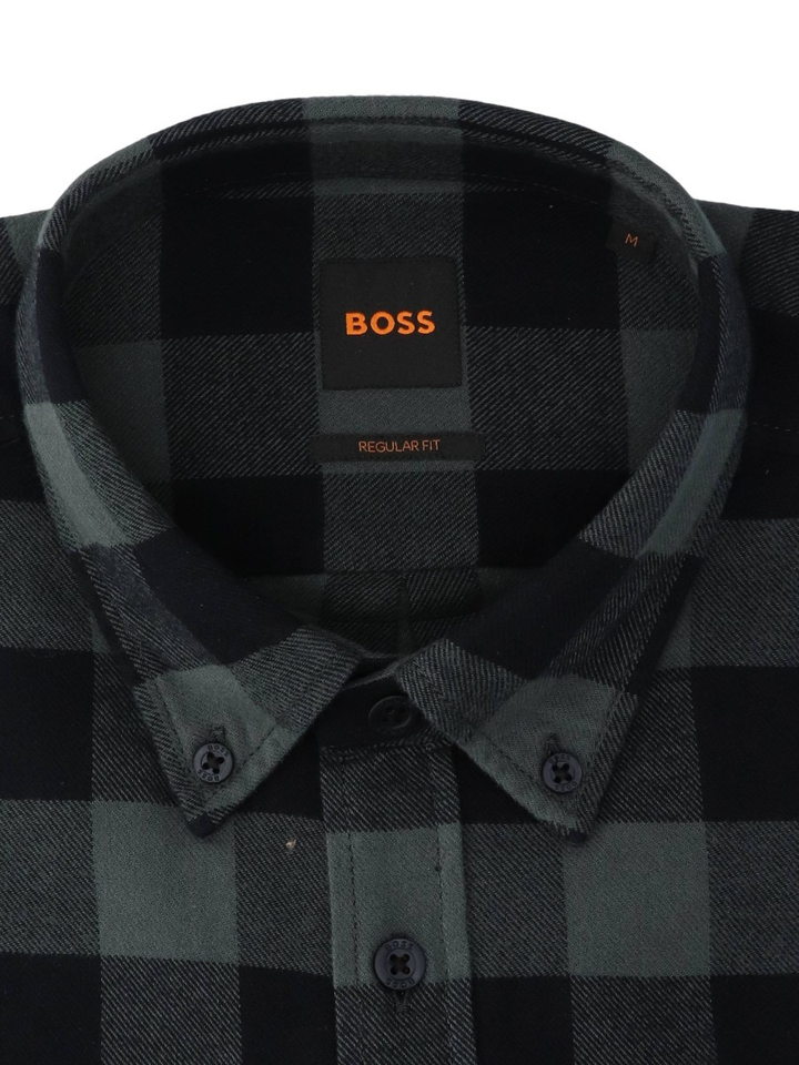 Open green katoenen hemd (regular fit) met ruiten en lange mouwen Hugo Boss