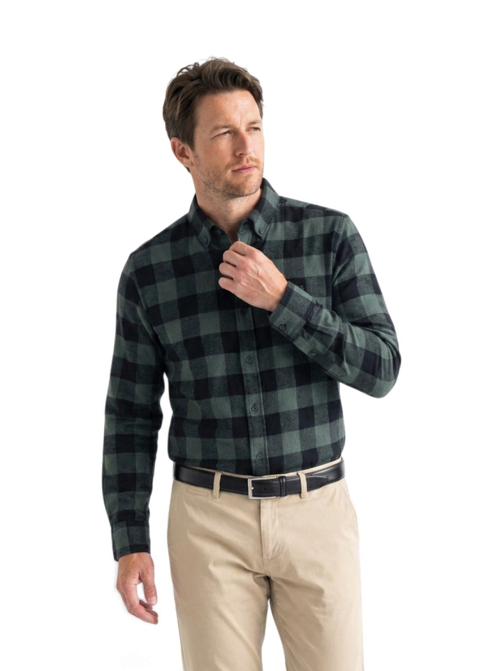 Open green katoenen hemd (regular fit) met ruiten en lange mouwen Hugo Boss