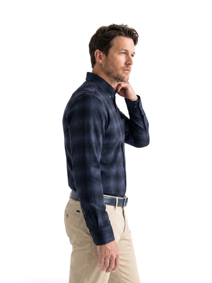 Donkerblauw katoenen hemd (regular fit) met ruiten en lange mouwen Rickert Hugo Boss