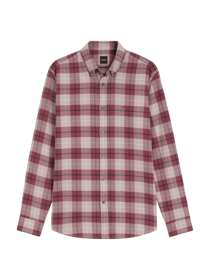 Licht pastel rood katoenen hemd ( regular fit) met lange mouwen Hugo Boss 