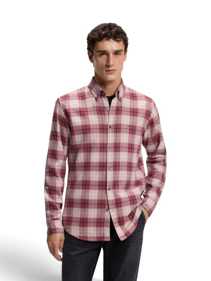Licht pastel rood katoenen hemd ( regular fit) met lange mouwen Hugo Boss 