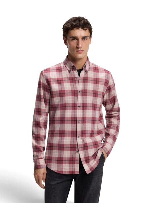 Licht pastel rood katoenen hemd ( regular fit) met lange mouwen Hugo Boss