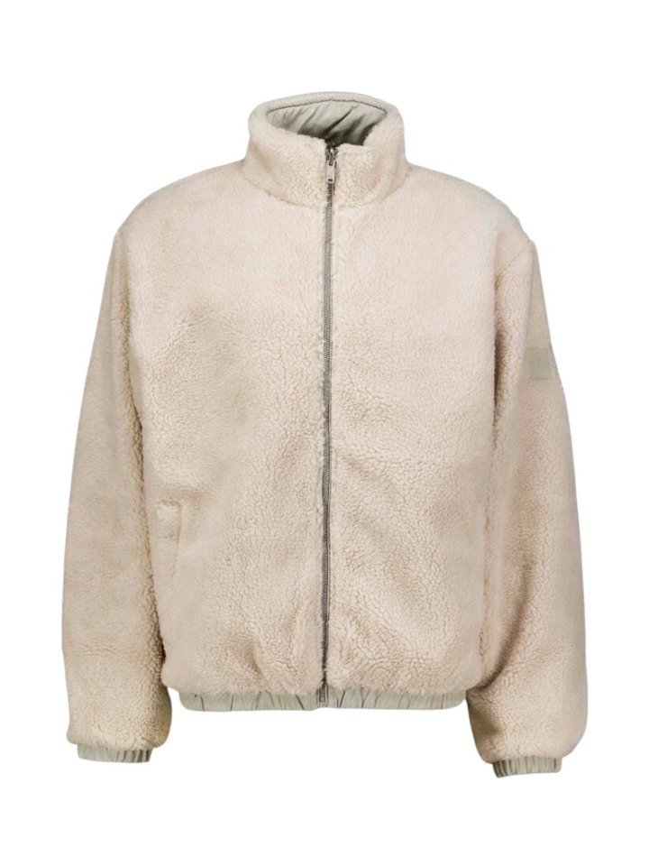 Ecru teddy gilet met rits Hugo Boss