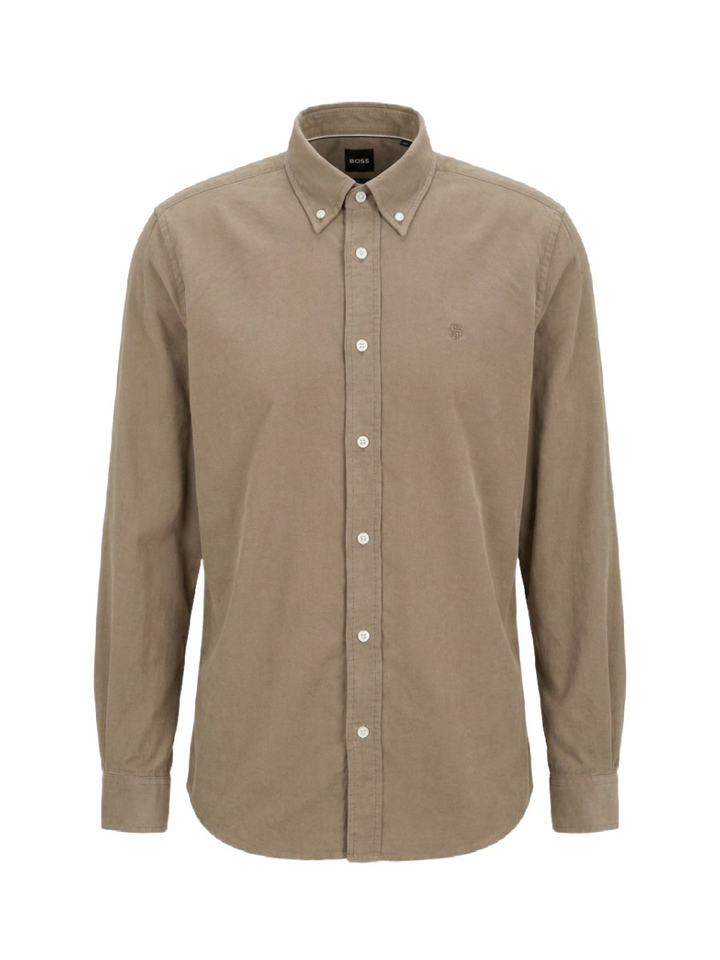 Open bruin katoenen hemd (regular fit) met lange mouwen Hugo Boss
