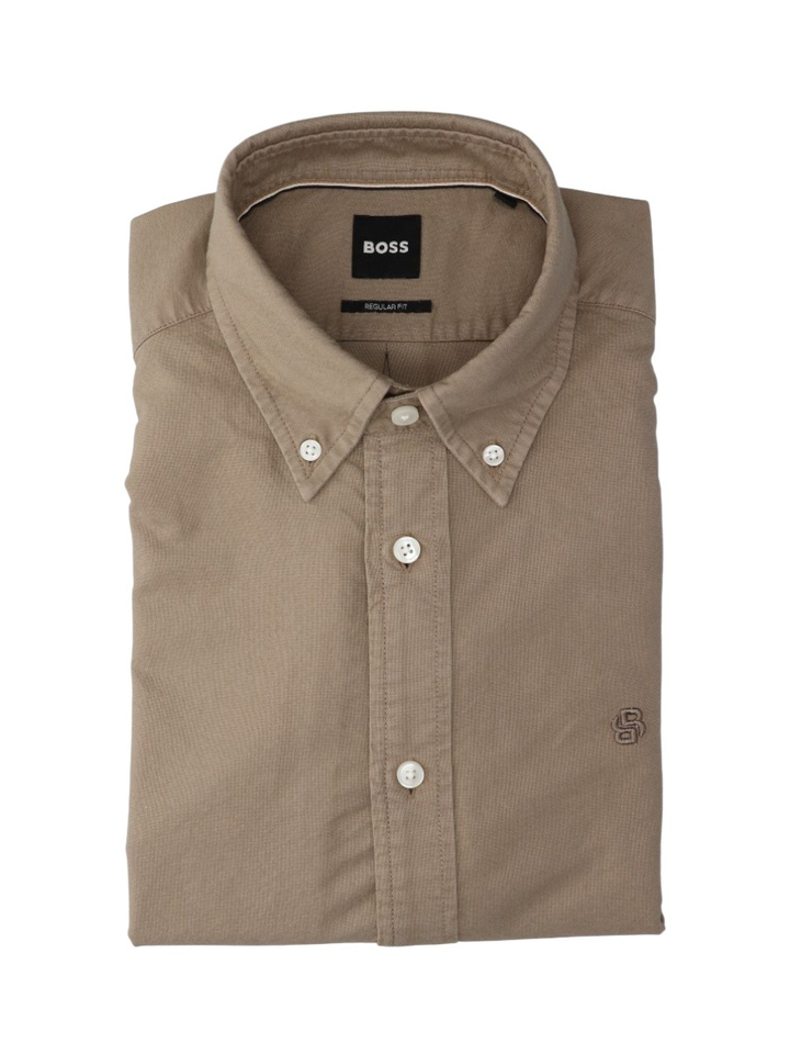 Open bruin katoenen hemd (regular fit) met lange mouwen Hugo Boss