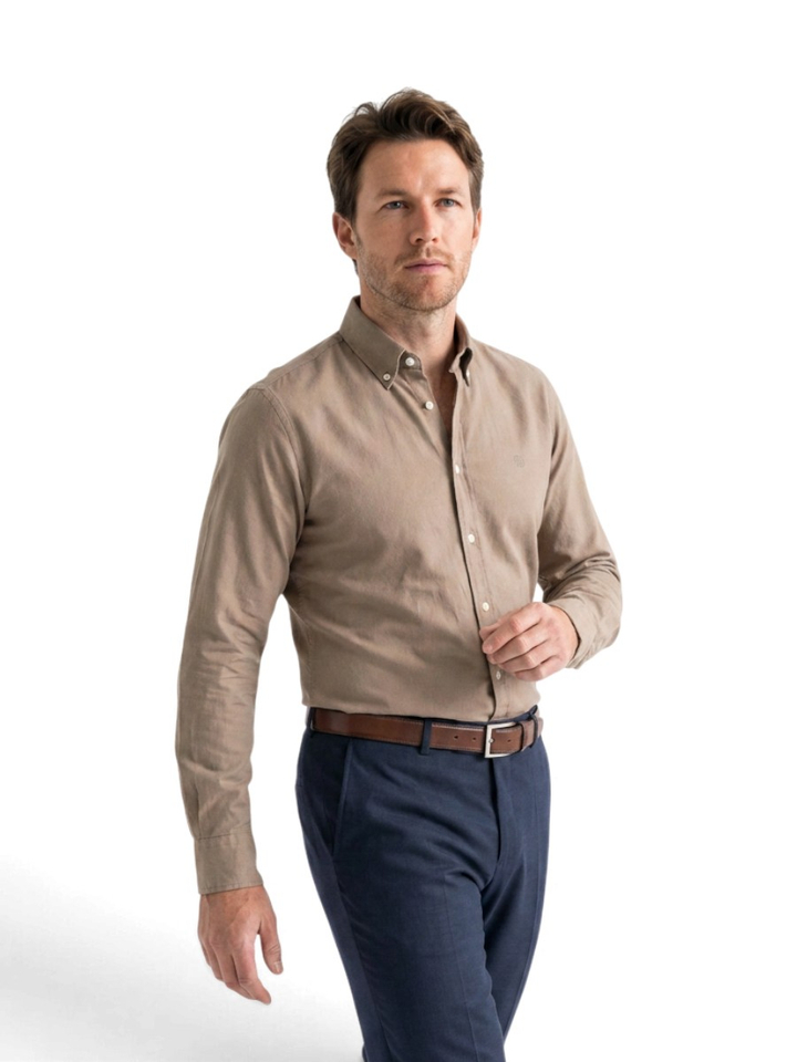 Open bruin katoenen hemd (regular fit) met lange mouwen Hugo Boss