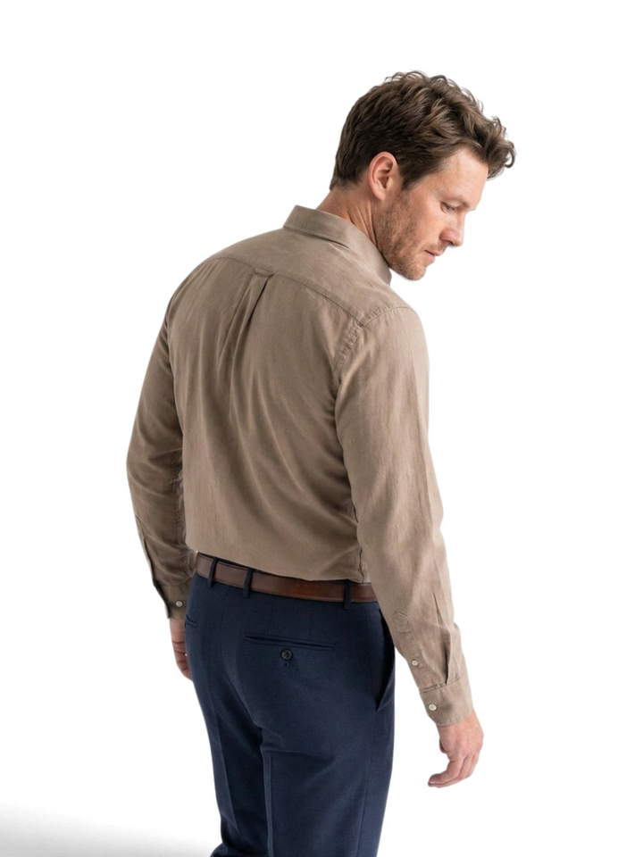 Open bruin katoenen hemd (regular fit) met lange mouwen Hugo Boss