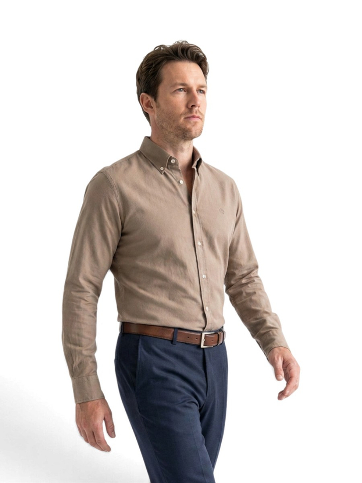 Open bruin katoenen hemd (regular fit) met lange mouwen Hugo Boss