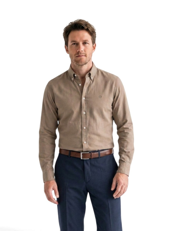 Open bruin katoenen hemd (regular fit) met lange mouwen Hugo Boss