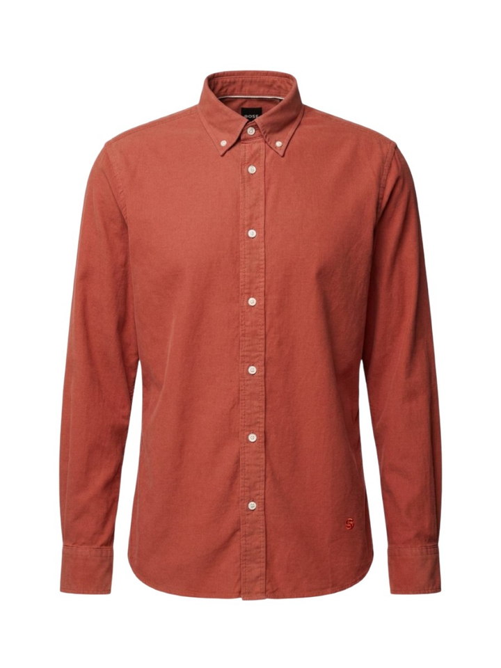 Rood katoenen hemd (regular fit) met lange mouwen Hugo Boss