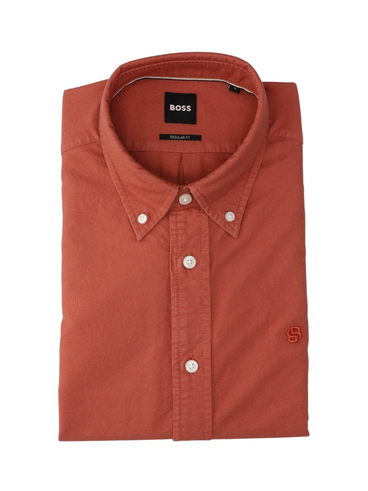 Rood katoenen hemd (regular fit) met lange mouwen Hugo Boss