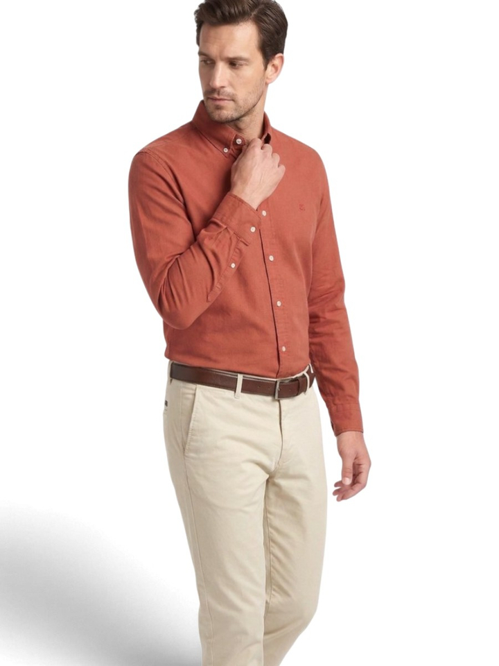 Rood katoenen hemd (regular fit) met lange mouwen Hugo Boss