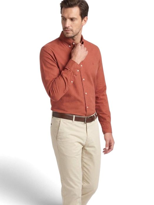 Rood katoenen hemd (regular fit) met lange mouwen Hugo Boss