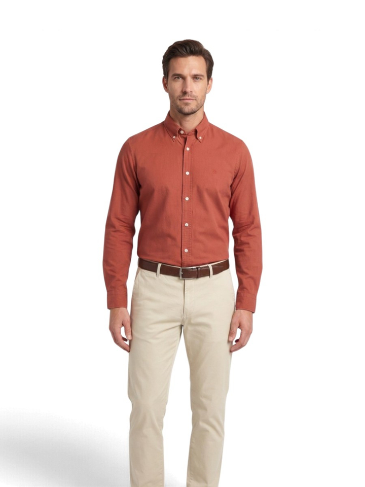 Rood katoenen hemd (regular fit) met lange mouwen Hugo Boss