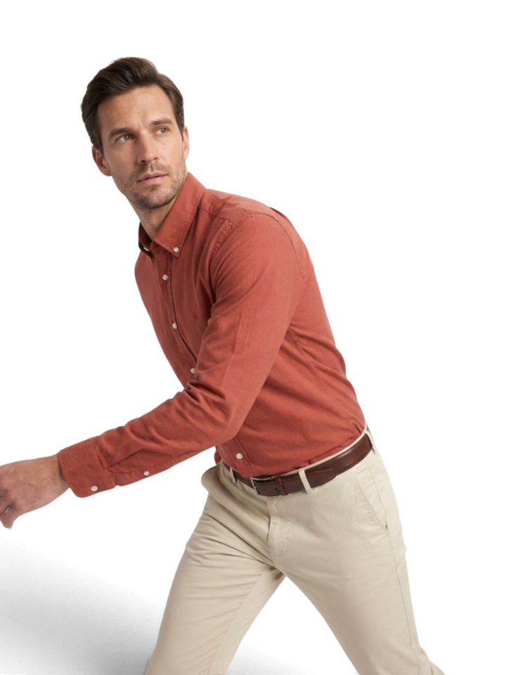 Rood katoenen hemd (regular fit) met lange mouwen Hugo Boss