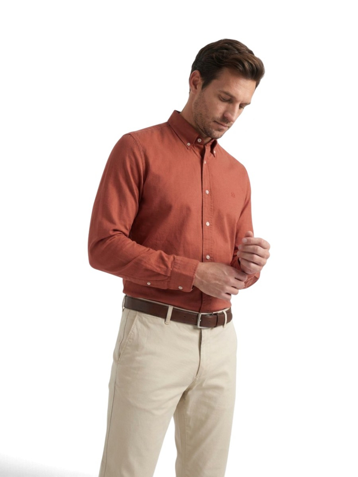Rood katoenen hemd (regular fit) met lange mouwen Hugo Boss