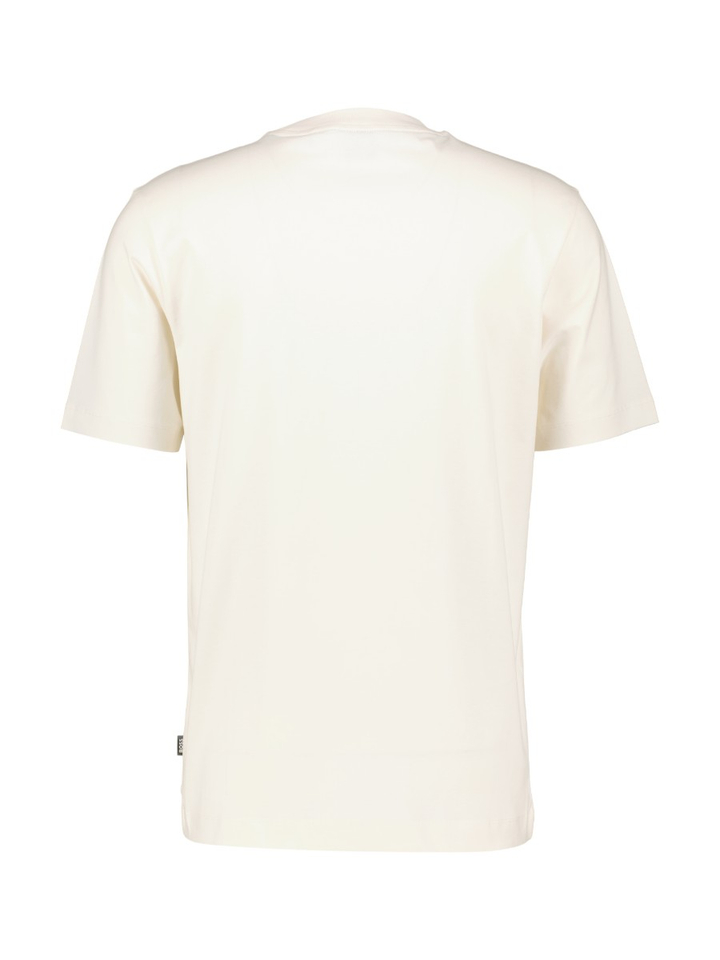 Witte katoenen t-shirt ton-sur-ton borstlogo Boss Black