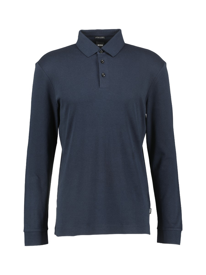 Donkerblauwe polo met lange mouwen Pado Hugo Boss