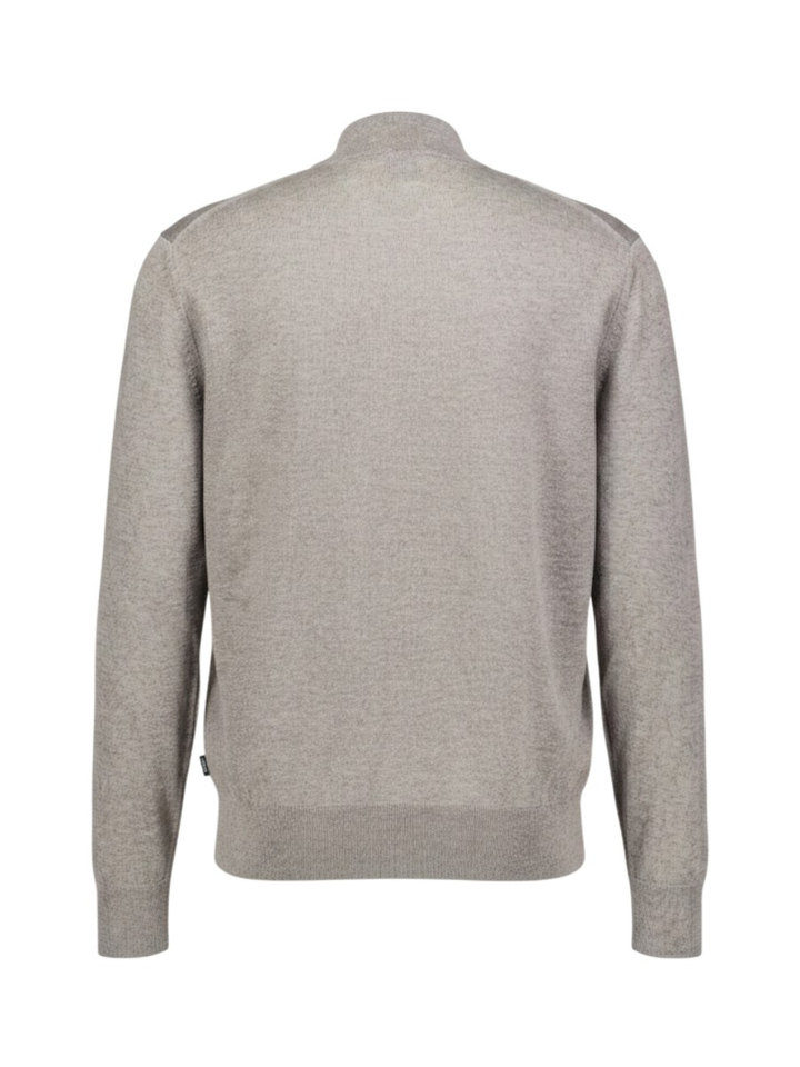 Taupe-bruine trui van extra fijne merinowol met hoge hals