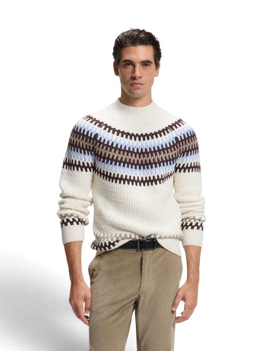 Witte trui van scheerwol met fair isle- patroon Fiotto Boss Black
