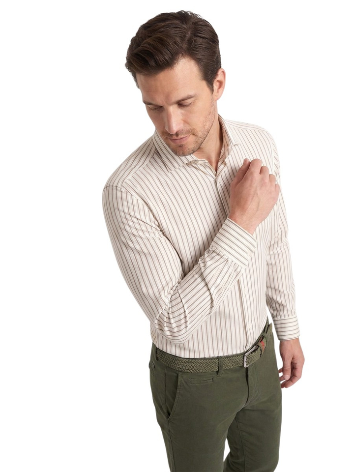 Witte gestreepte hemd slim fit Boss Black