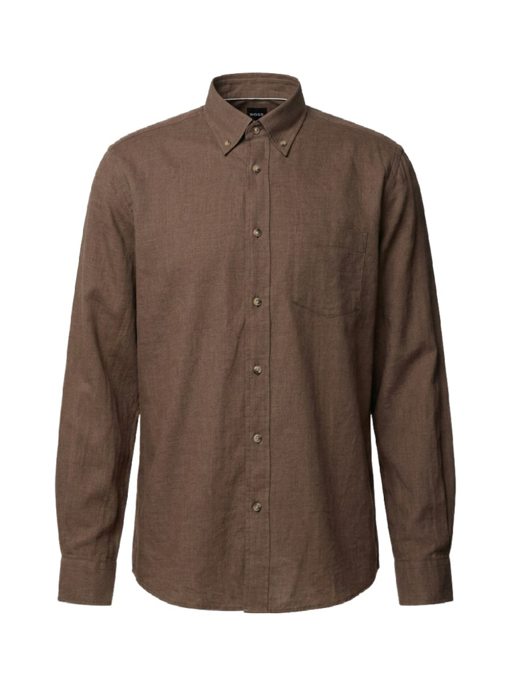 Open brown katoenen hemd (regular fit) met lange mouwen Hugo Boss