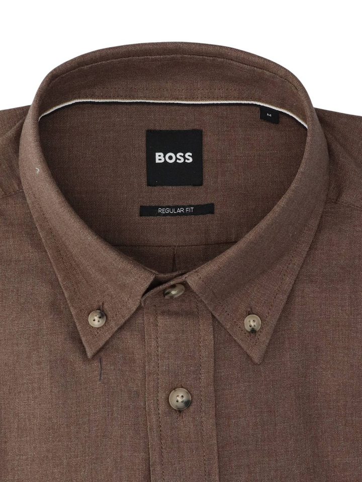 Open brown katoenen hemd (regular fit) met lange mouwen Hugo Boss