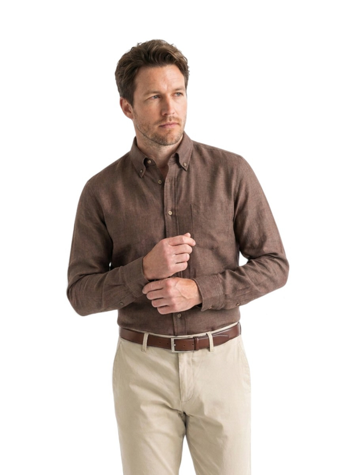 Open brown katoenen hemd (regular fit) met lange mouwen Hugo Boss