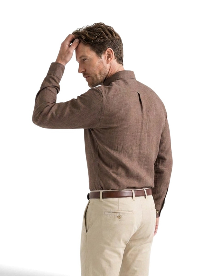 Open brown katoenen hemd (regular fit) met lange mouwen Hugo Boss