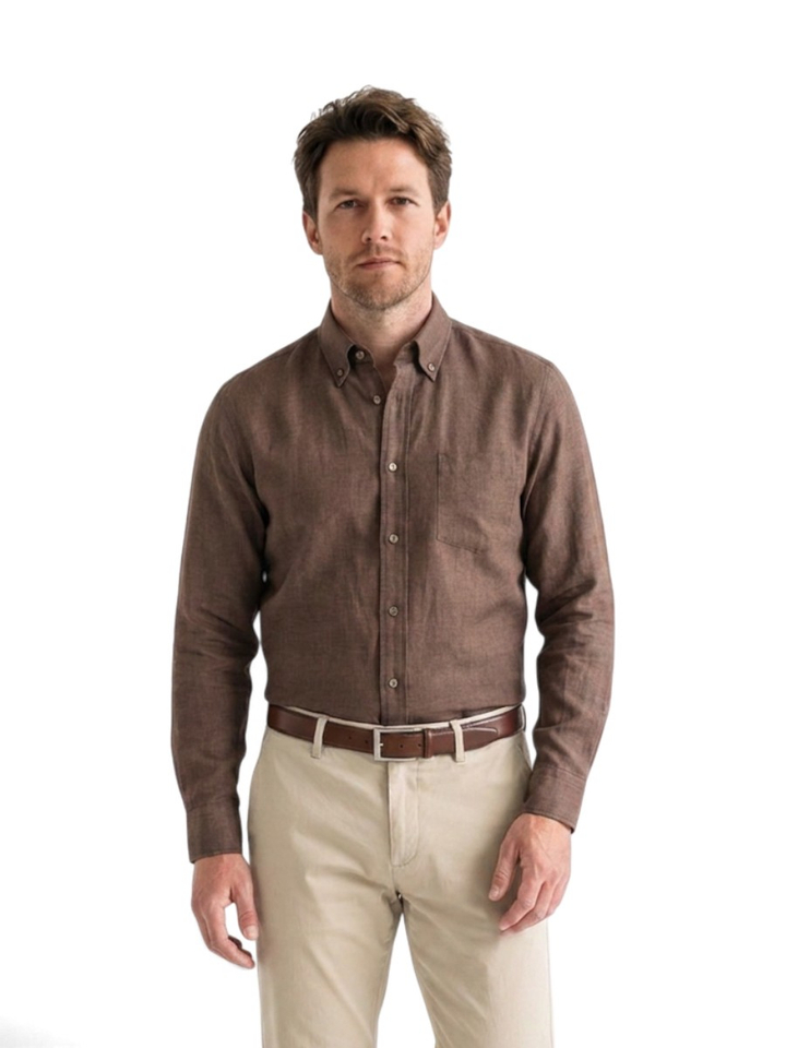 Open brown katoenen hemd (regular fit) met lange mouwen Hugo Boss