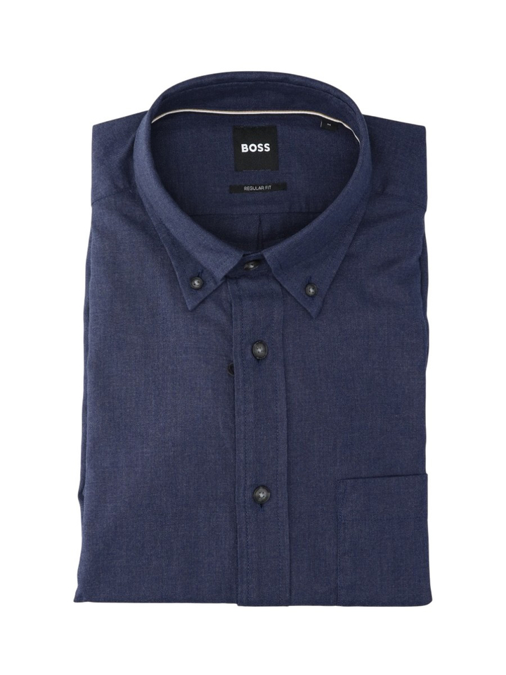 Donkerblauw katoenen hemd (regular fit) met borstzak en lange mouwen Hugo Boss