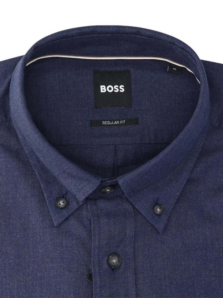 Donkerblauw katoenen hemd (regular fit) met borstzak en lange mouwen Hugo Boss