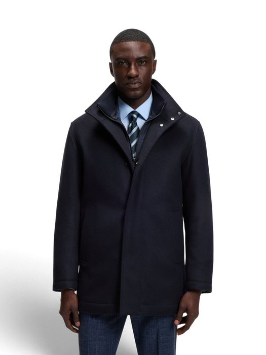 Blauwe mantel met opstaande kraag Coxtan Hugo Boss