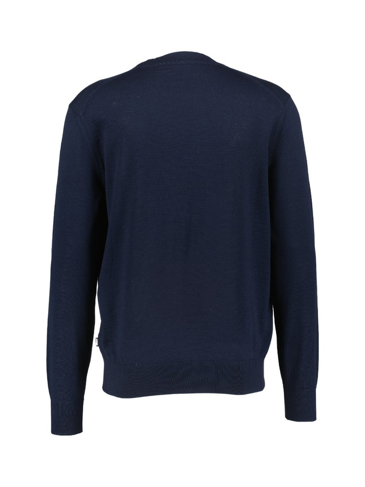 Donkerblauwe merinowollen cardigan met knoopsluiting Boss Black