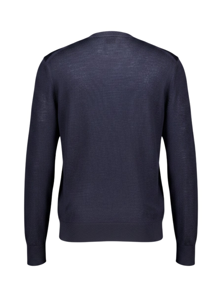 Donkerblauwe wollen pull met V-hals Hugo Boss Black