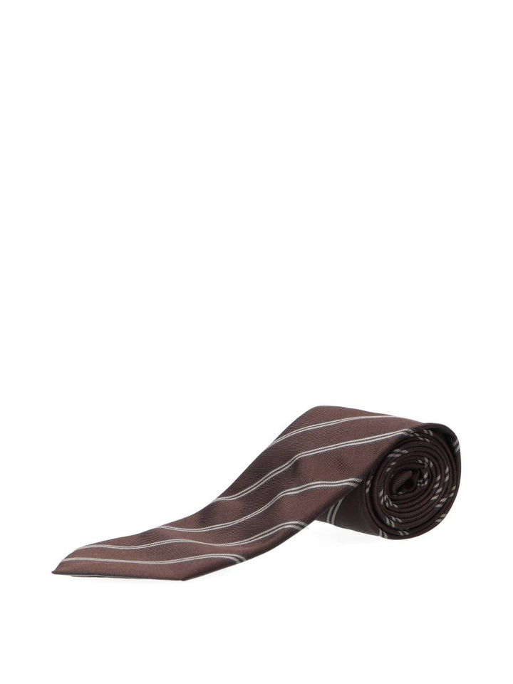 Donkerbruine stropdas met strepen Hugo Boss 
